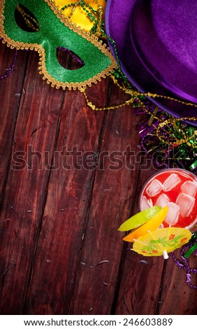 Mardi Gras: Party Wear And Hurrican Cocktail Background