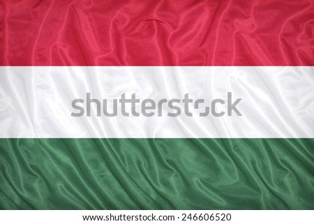 Hungary flag pattern on the fabric texture ,vintage style