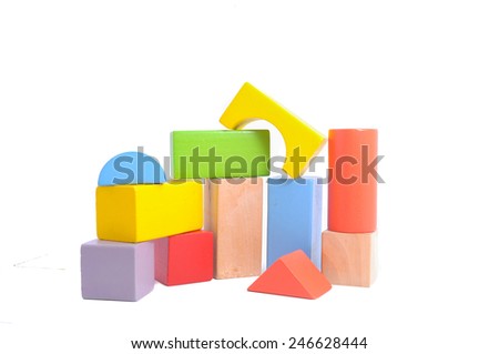 wooden geometric shapes cube isolated on a white background