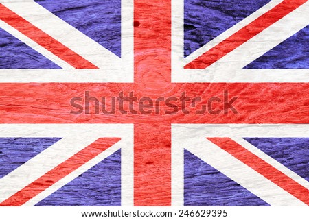 wood sign with a flag - United Kingdom