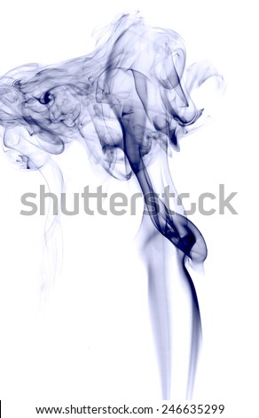white background,blue  smoke