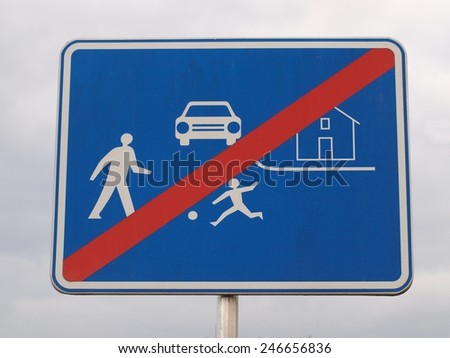 traffic sign end residential areas, Czech Republic
