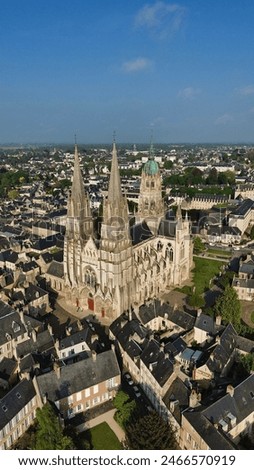 drone photo Bayeux cathedral France Europe
