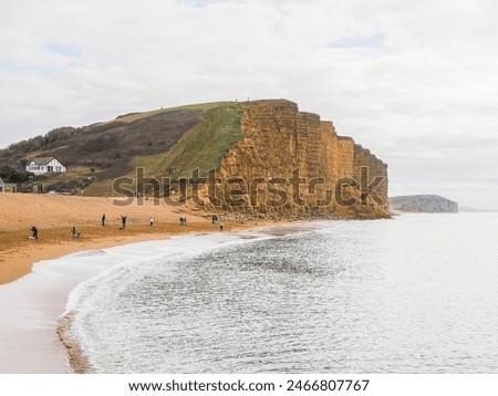 West Bay, Dorset, England, United Kingdom - 11th February 2023.
West Bay cliffs in Dorset, England, UK. The cliffs are subject to frequent landslides and are part of the Jurassic Coast World Heritage 