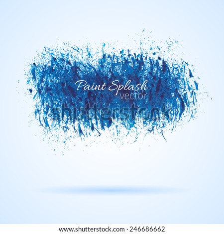 Paintbrush background. Grunge element. Blue paint stain. Vector illustration