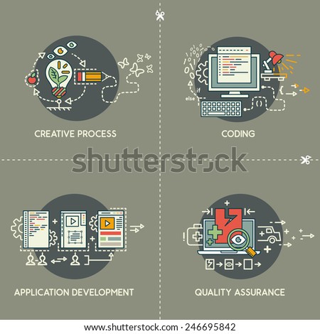 Set six of internet technology banners Royalty-Free Stock Photo #246695842