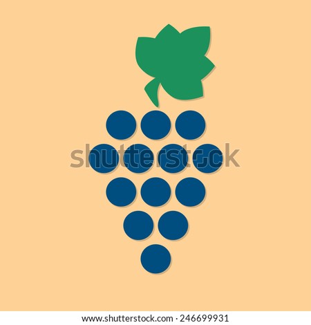 Grape icon or sign. Design element for winemaking, viticulture, wine house. Colorful vector illustration in flat style. 