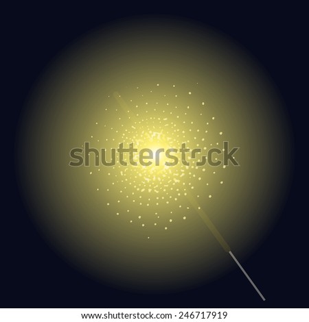 Burning sparkler bright party bengal light raster clip art illustration isolated on black 