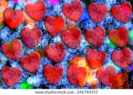 blurred and soft focus many heart with light for pattern backgrounds