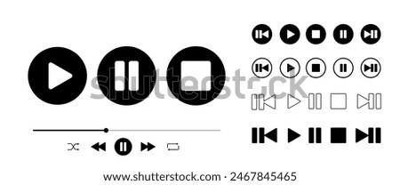 Audio player vector icon,Flat icons in modern style, Play and Pause button, music graphic elements for social media Ads and banner, illustration