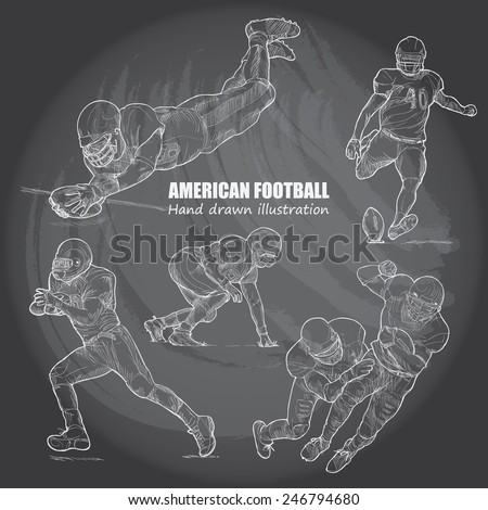 Illustration of American Football. Hand drawn. chalkboard. vector.