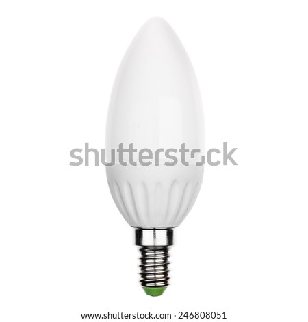 LED light bulb with E14 socket Isolated on white Royalty-Free Stock Photo #246808051