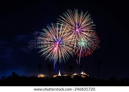 Fireworks festival above Phra Nakhon Khiri in phetchaburi province, thailand