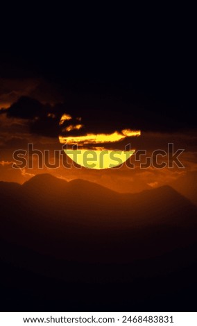 Golden hour sunset picture on mountains