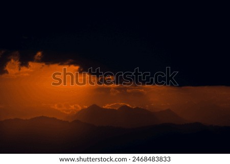 Golden hour sunset picture on mountains