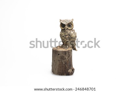 wood owl isolated on white background