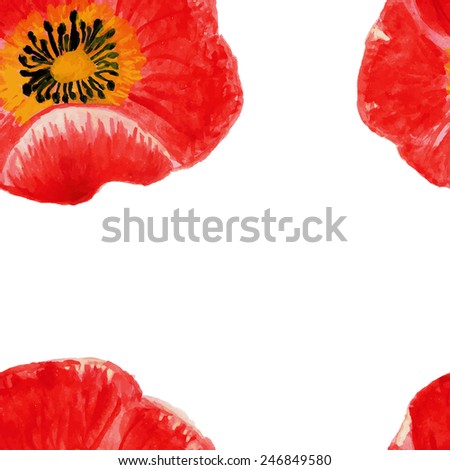 Abstract colorful watercolor poppy flower template wet endless texture. Hand drawn aqua color floral vector pattern seamless background.