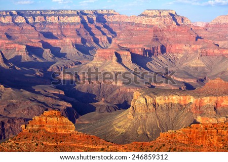 South Rim Grand Canyon before sunset, Arizona, US Royalty-Free Stock Photo #246859312