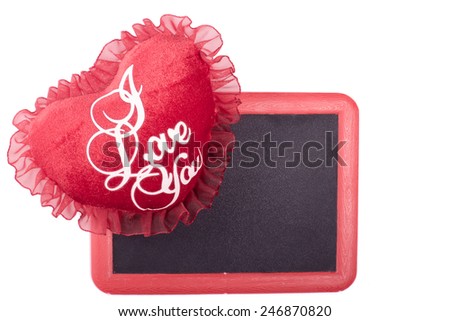 Valentine heart and a sign on a white background.
