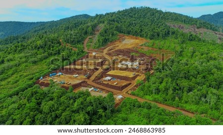Beautiful aerial photo, infrastructure development activities in the nickel mining area in the Morowali area, Central Sulawesi.