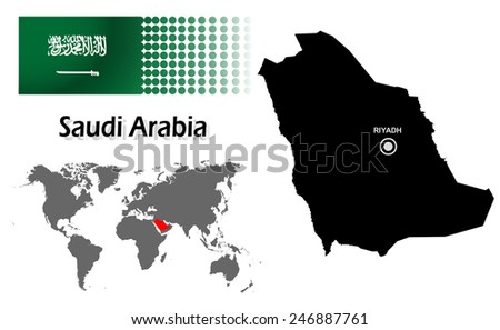 Saudi Arabia info graphic with flag , location in world map, Map and the capital ,Riyadh, location.(EPS10 Separate part by part)