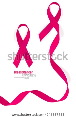 Breast cancer awareness pink ribbon. Vector Illustration.