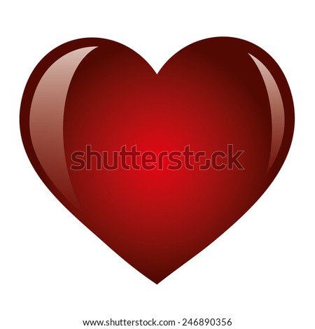 Valentine red heart on a white background. Romantic card for Valentine's Day. Isolated object, vector