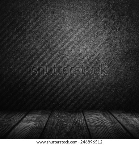 Empty black interior background - dark wall and floor