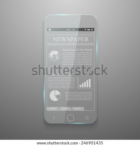 Realistic vector of glass smartphone.