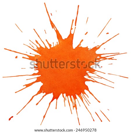 Blot of orange paint isolated on white background