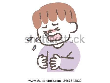 Clip art of boy sneezing