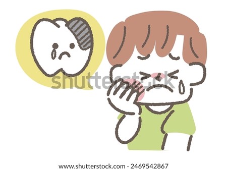 Clip art of boy with toothache due to cavity