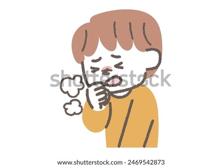 Clip art of boy coughing