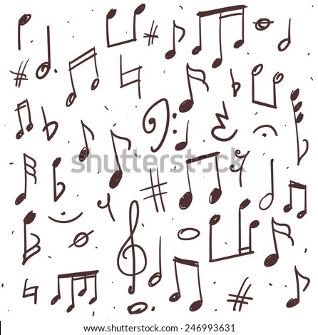 Set of music notes, hand drawn illustration