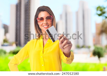 young cool woman with credit card
