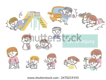 Clip art set about child injury