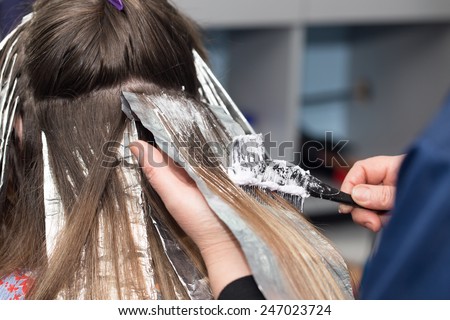 hair coloring in a beauty salon Royalty-Free Stock Photo #247023724