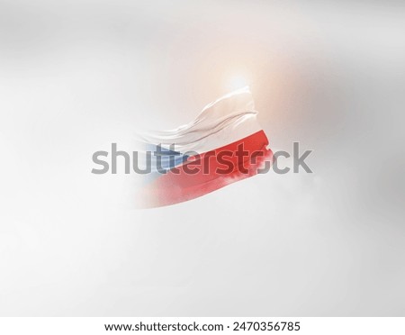 Czech Republic flag waving light background hidden in the sky.