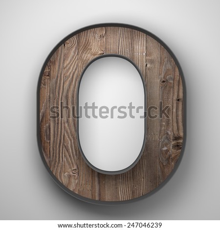 Vintage wooden letter o with metal frame