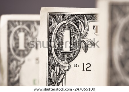 Close up of one dollar for background. 