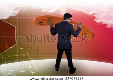 Man hand with telephone, communication concept