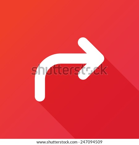 Arrow angle turning to right icon. Modern design flat style icon with long shadow effect Royalty-Free Stock Photo #247094509