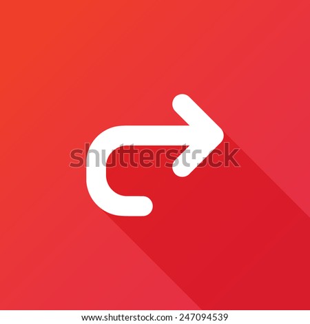 Right straight angle arrow icon. Modern design flat style icon with long shadow effect Royalty-Free Stock Photo #247094539