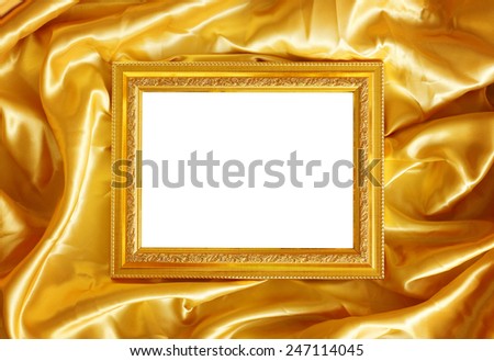 Gold frame on fabric silk for background
