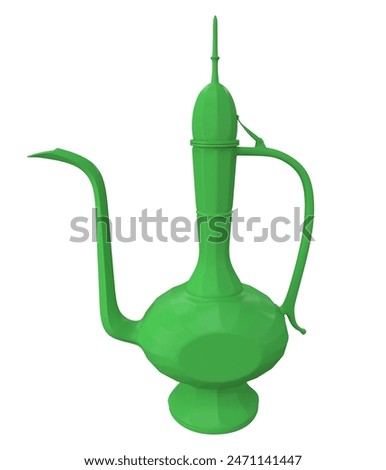 Arabic teapot, green color, 3d render