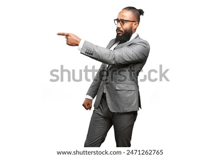 business black man pointing to the space
