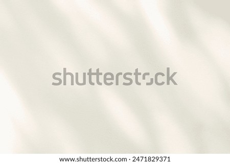 Light and shadow grey beige pastel abstract background. Natural leaves shadows and sunshine diagonal refraction on white wall texture. Shadow overlay effect foliage mockup, banner graphic layout
