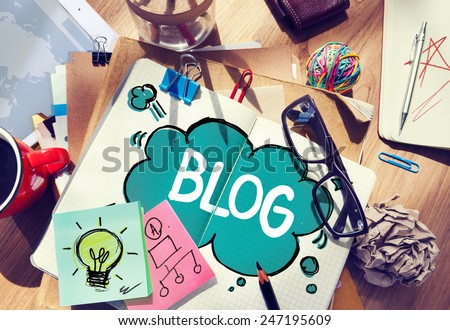 Social Media Connecting Blog Communication Content Concept Royalty-Free Stock Photo #247195609