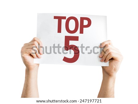 Top 5 card isolated on white background Royalty-Free Stock Photo #247197721