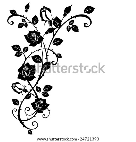 Vector graphic of Rose with leaves